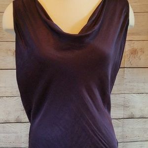 Theory Dark Purple Silk Like Top